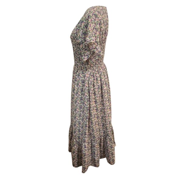 Calista Floral Ruffle Maxi Dress - Purple and Green Size M - Picture 4 of 7